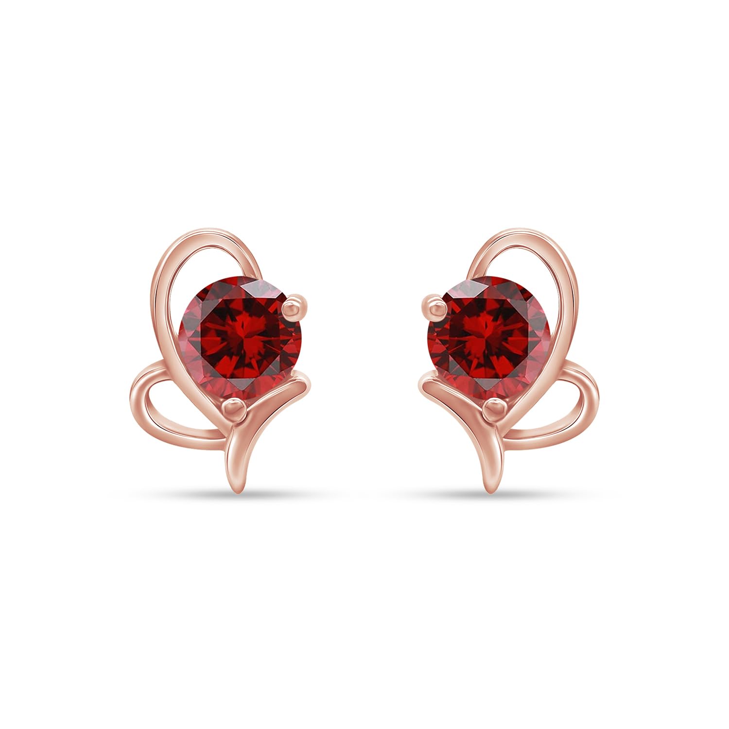 14K Gold Over Sterling Silver Round Cut Simulated Birthstone Butterfly Stud Earrings for Women - Push Back Jewelry for Everyday Wear & Special Occasions