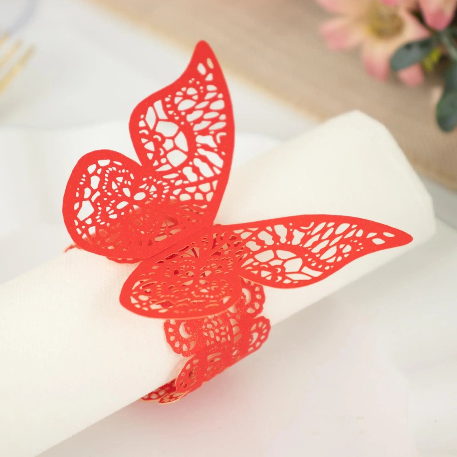 12 Pack Laser Cut 3D Butterfly Napkin Rings for Wedding, Party & Table Decor - Elegant DIY Paper Craft for Dinnerware & Home Decoration