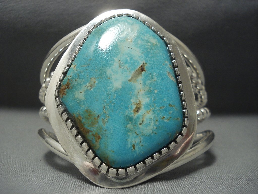 Vintage Navajo Deep Blue Turquoise Sterling Silver Native American Bracelet - 136 Grams Old Pawn Jewelry for Women, Handmade Southwest Style Accessory, Perfect for Boho Fashion, Western Outfits & Cultural Events