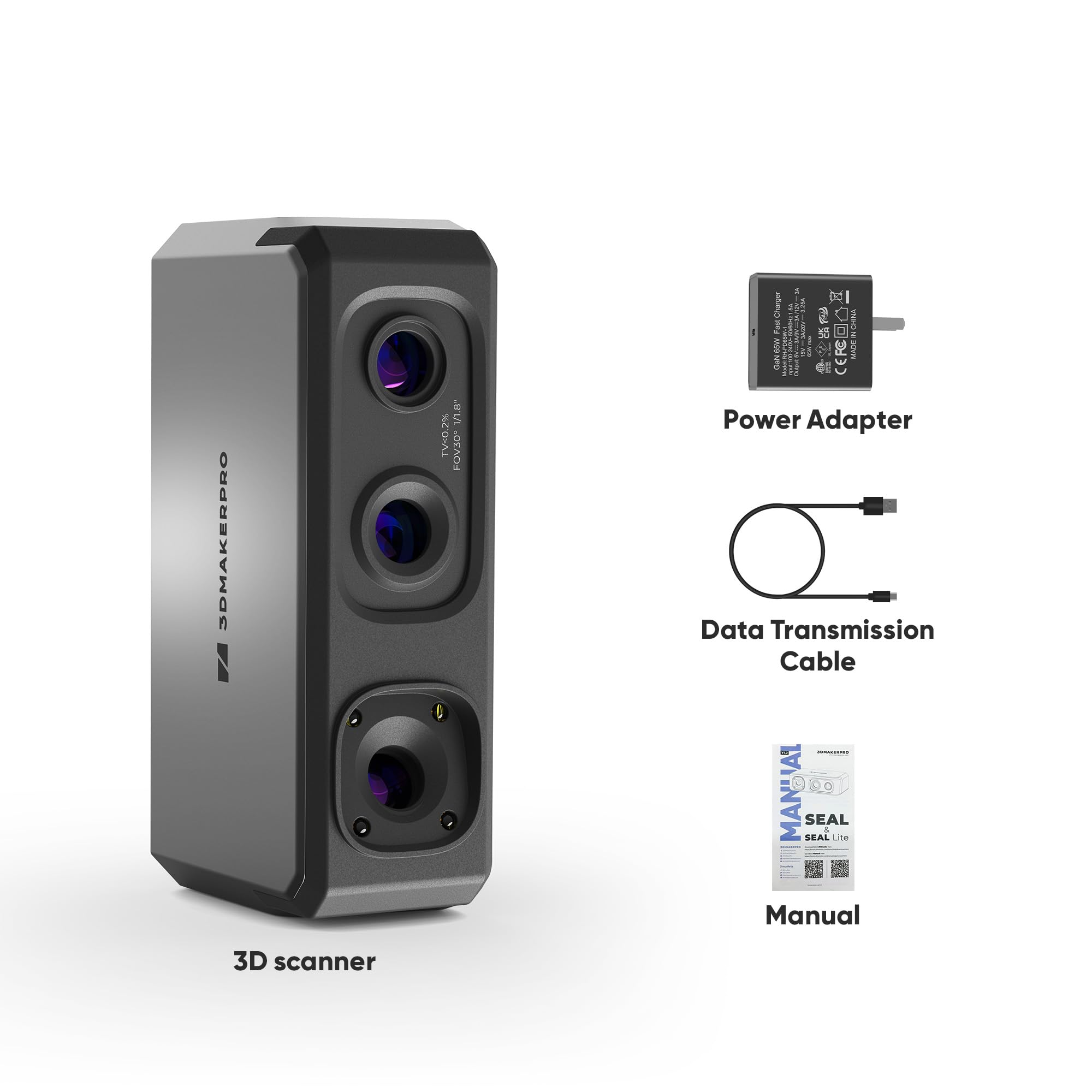 Seal Lite Handheld 3D Scanner for 3D Printing - 0.02mm High Precision, 10FPS Fast Scanning with Anti-Shake Lens - Compatible with Windows & MacOS - Perfect for 3D Modeling, Reverse Engineering & Product Design