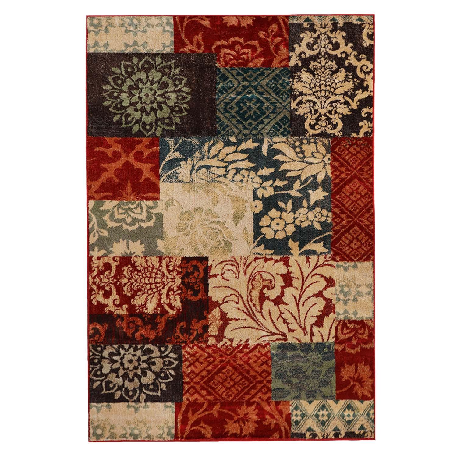 Kennicot Elegant Floral Patchwork Indoor Area Rug & Runner Rug - Soft Non-Slip Living Room Carpet for Bedroom, Hallway, Nursery Decor
