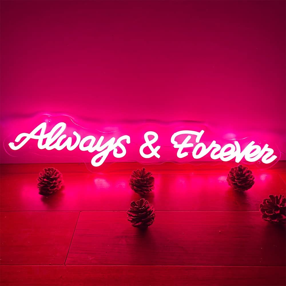 Personalized LED Neon Sign 'Always and Forever' - Custom Wall Decor for Home, Wedding, Birthday, Christmas | Pink 84×16.7 CM Neon Light for Living Room, Bedroom, Business, Mall | Perfect Gift for Her, Him, Couples - Create Romantic & Festive Atmosphere