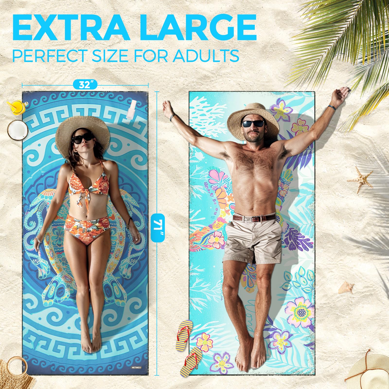 2 Pack Microfiber Lightweight Beach Towels - 71