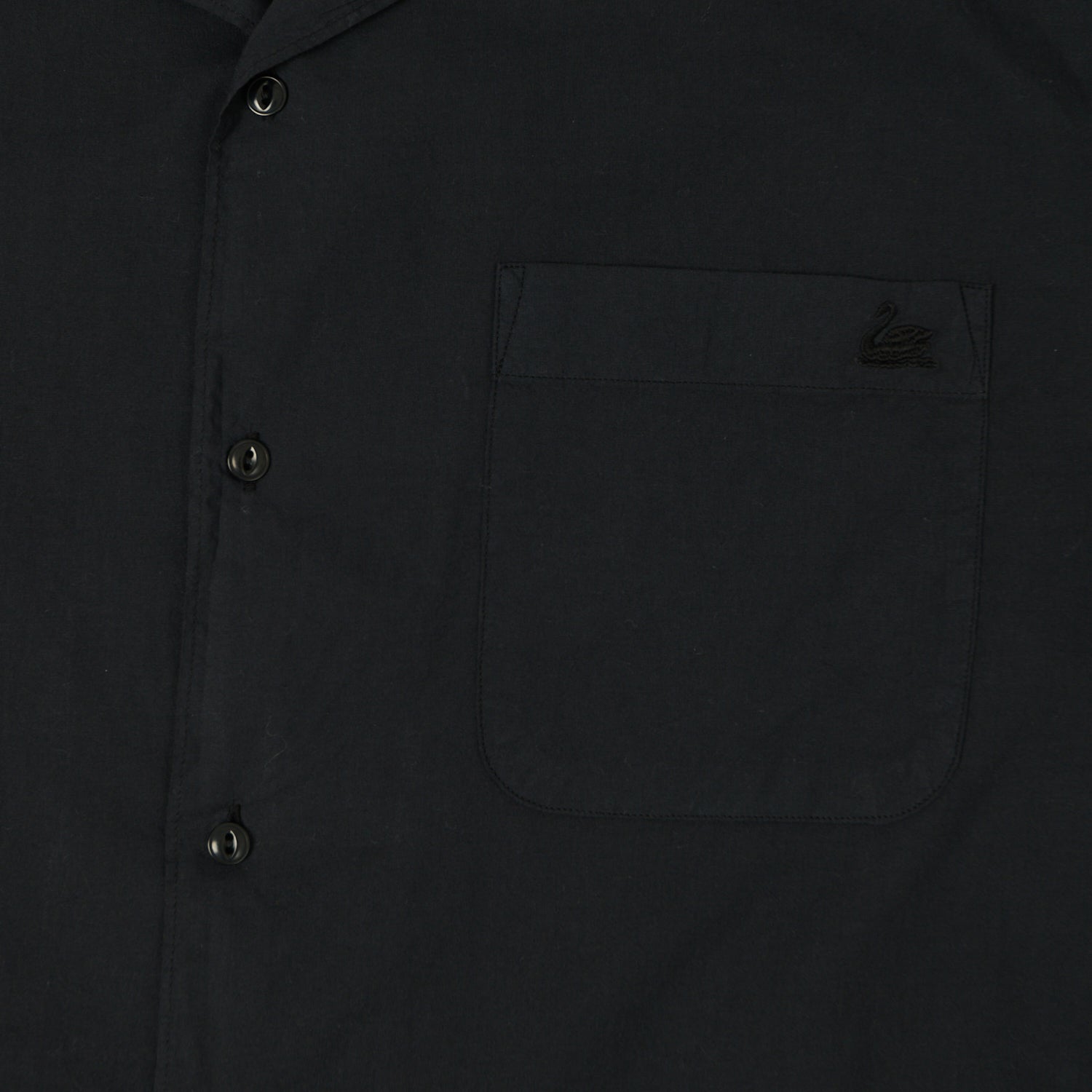 Merz b. Schwanen SHIRT09LP Organic Cotton Poplin Short Sleeve Shirt for Men - Deep Black - Breathable & Comfortable Casual Wear for Summer Outings and Office