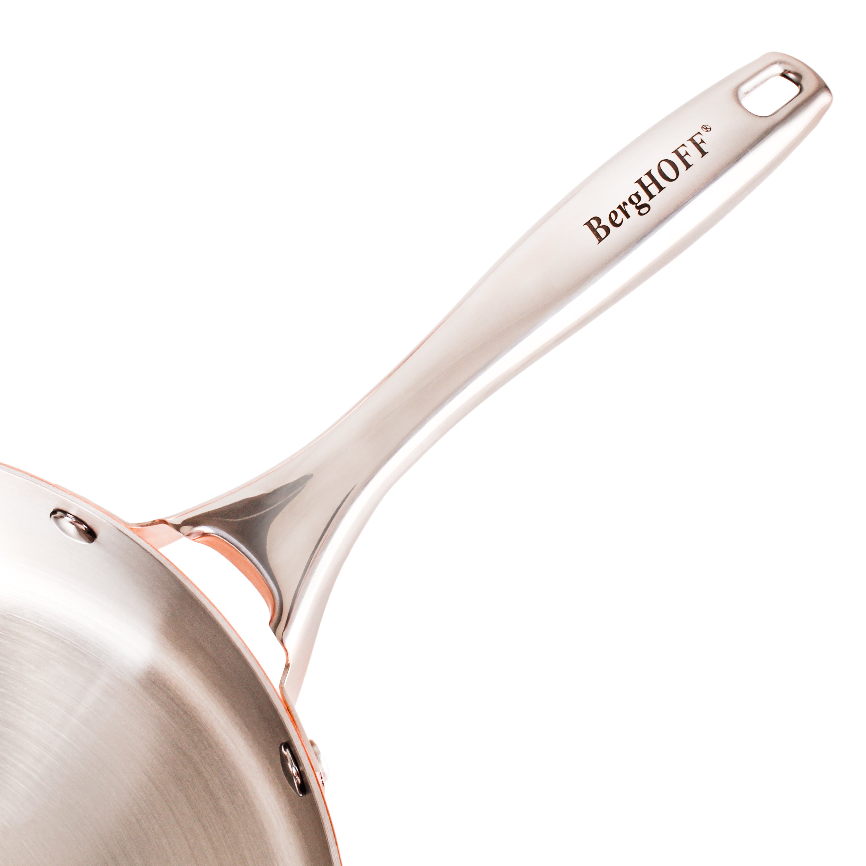 BergHOFF Vintage Tri-Ply Copper 8-Inch Deep Skillet with Hammered Finish - Premium Cookware for Sautéing, Frying & Braising | Perfect for Gas, Electric & Induction Stovetops