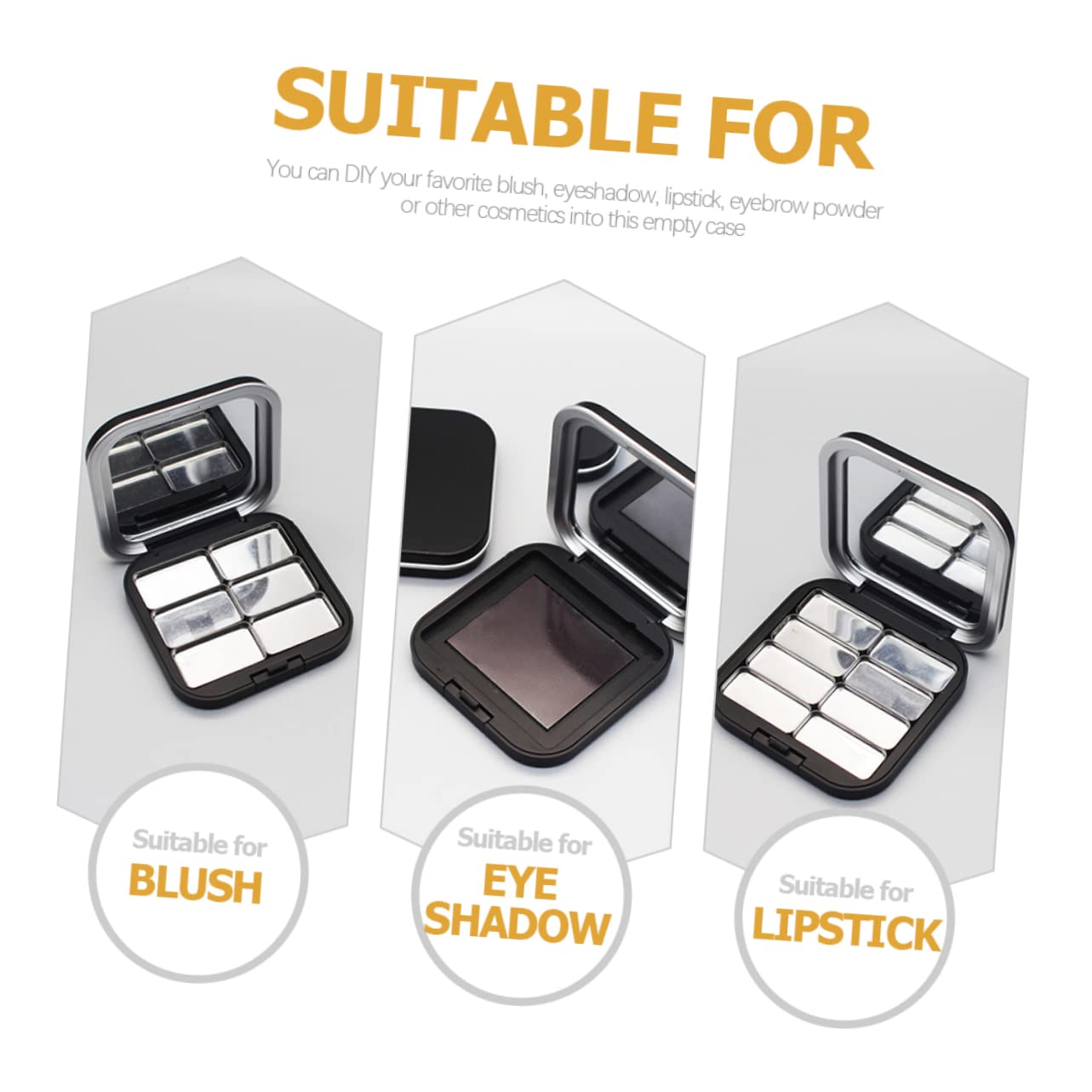 FOMIYES 2-Piece Magnetic Black Empty Eyeshadow Palette - Refillable Makeup Organizer for Travel, Professional Makeup Artists & Home Use | Portable Cosmetic Storage Case for Eyeshadows, Blush & Powder