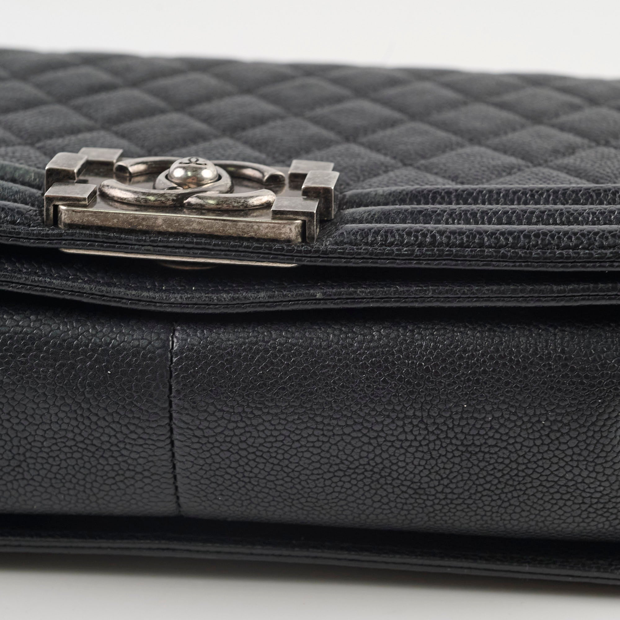 Chanel Caviar Leather Old Medium Boy Bag Black - Luxury Designer Handbag for Women | Perfect for Evening Events, Parties, and Special Occasions
