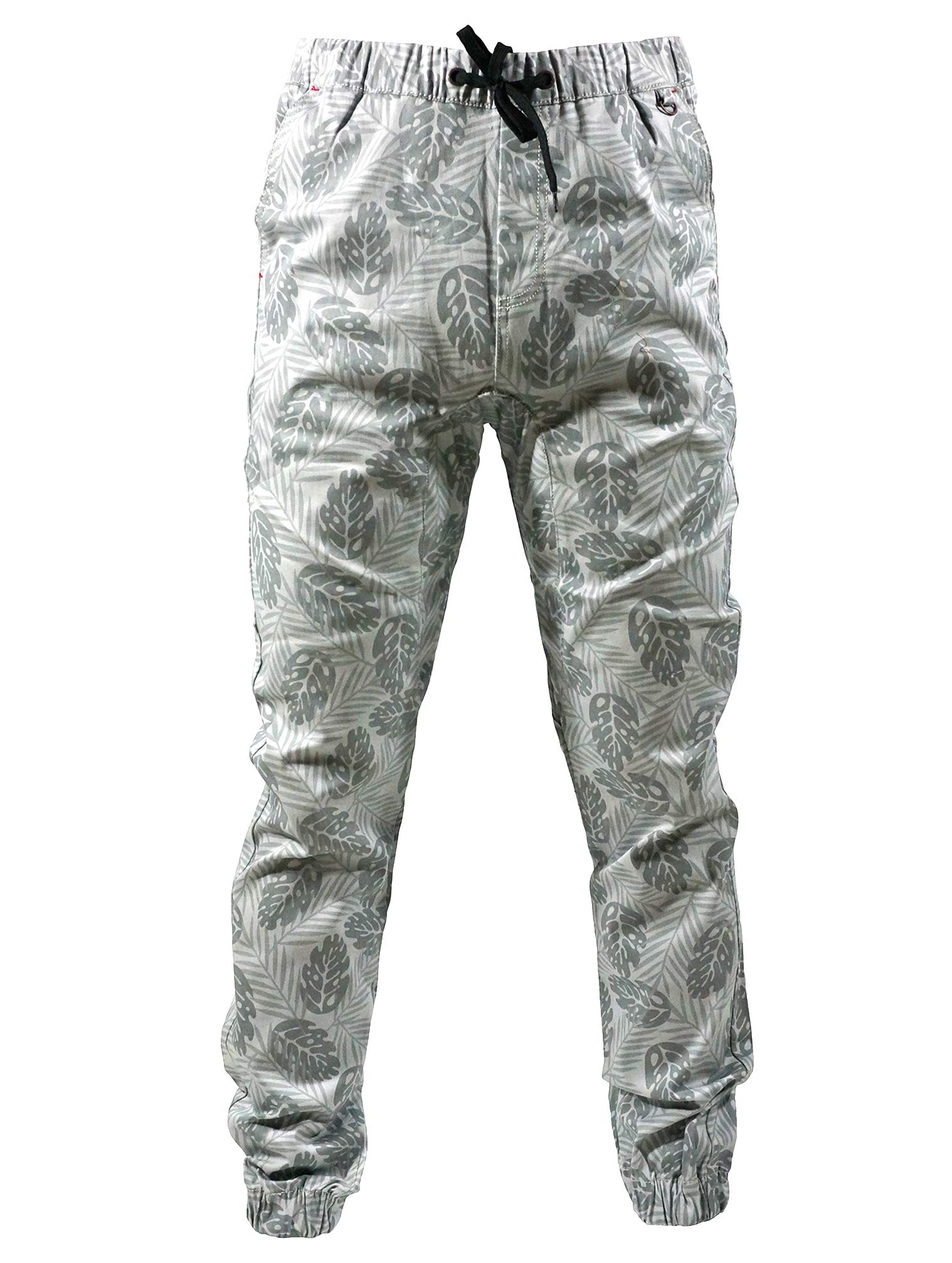 Kayden K Men's Leaf Print Drop Crotch Jogger Pants - Stylish Casual Lounge Pants for Streetwear, Home Relaxation & Outdoor Activities
