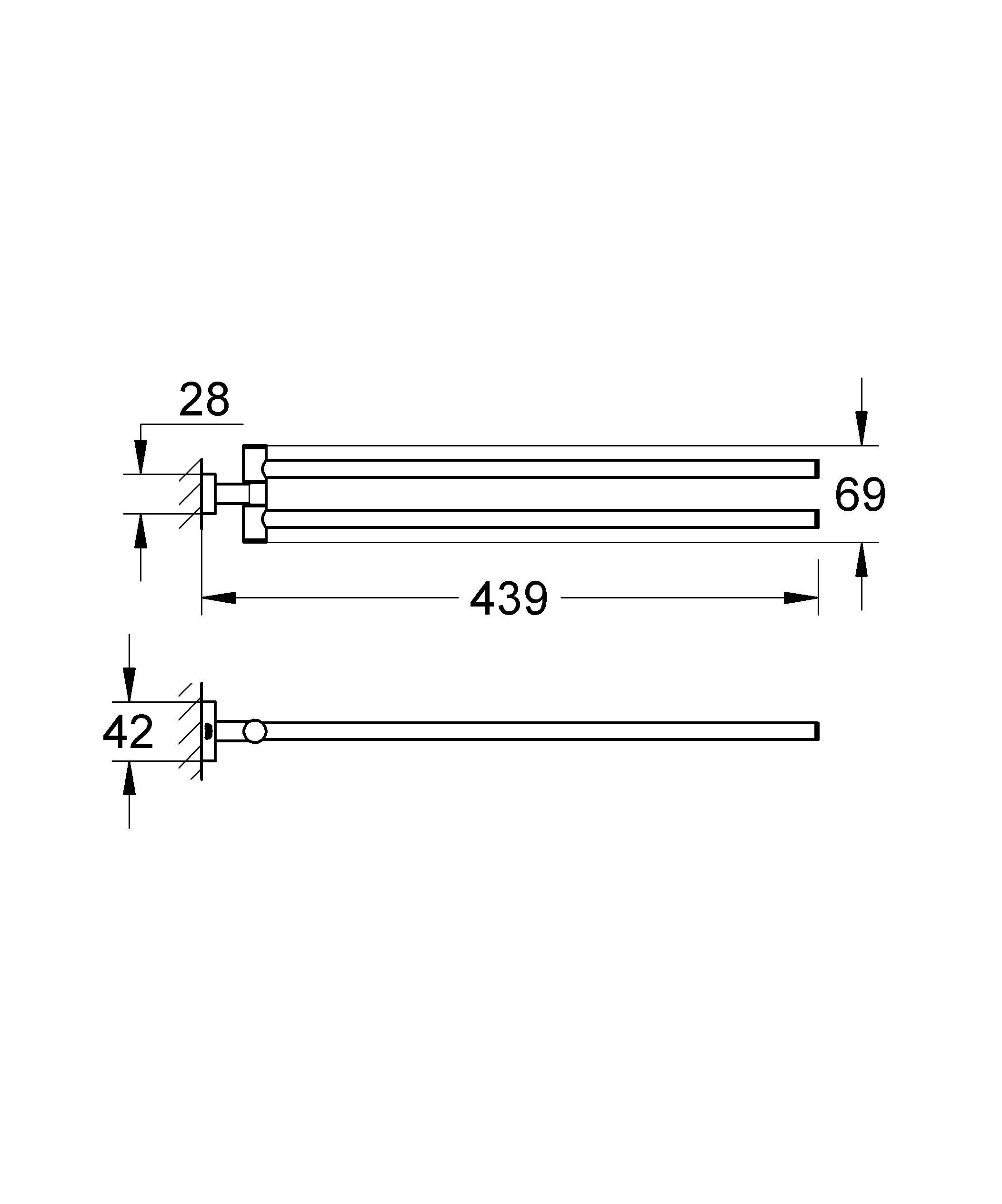 Grohe 40624001 Essentials Cube 18 Inch Double Towel Bar - Modern Bathroom Towel Rack for Spas, Hotels & Luxury Home Decor