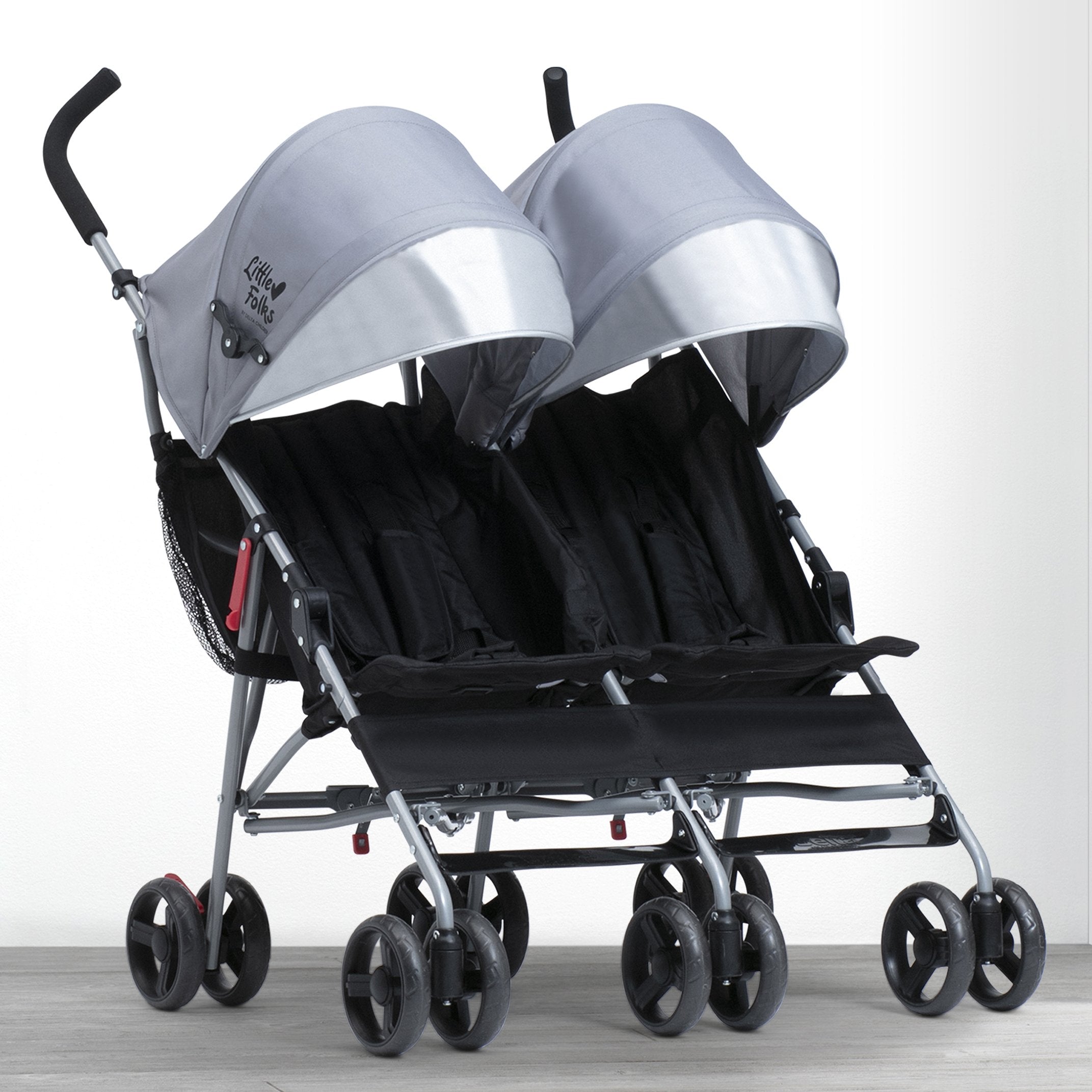 Olympia Side by Side Double Stroller for Twins - Lightweight Compact Foldable Baby Stroller with Canopy & Storage Basket - Perfect for Shopping, Travel & Outdoor Walks