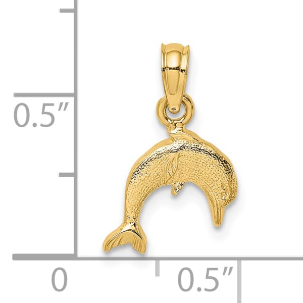 14K Solid Yellow Gold Sea Dolphin Necklace - Ocean Fish Pendant for Women, Nautical Charm Jewelry Gift for Beach Lovers & Summer Vacation Accessories