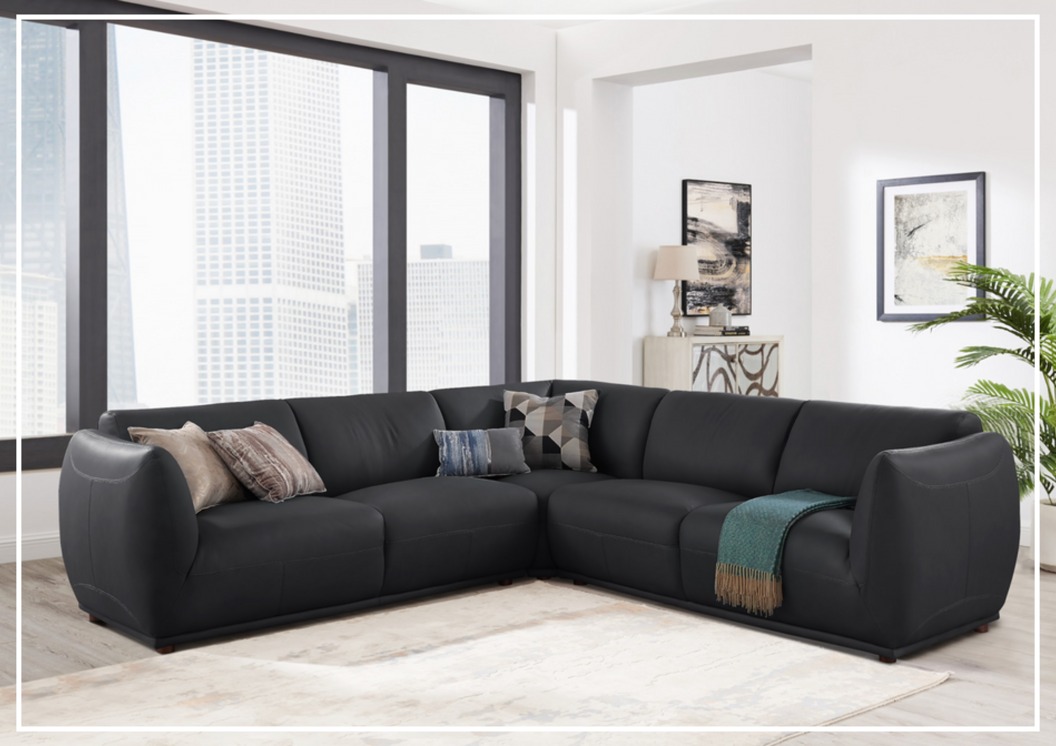 Hydeline Moon 3-Piece L-Shaped Leather Sectional Sofa Set - Modern Reclining Couch for Living Room, Home Theater & Office Lounge (Brown)