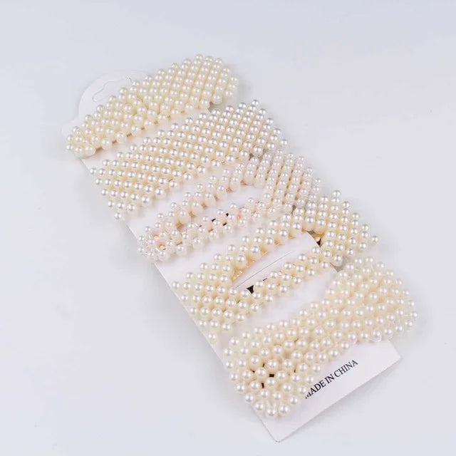 5Pcs/Set Elegant Pearl Hair Clips for Women - Snap Button Hairpins, Sweet Pearl Barrettes, Hair Jewelry Accessories - Perfect for Weddings, Parties & Everyday Styling