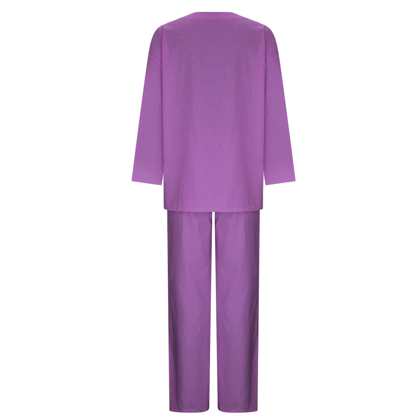 Oelaio Women's Wide Leg Lounge Pajama Set - 100% Cotton Button Down Sleepwear & Oversized Pants 2-Piece Outfit for Travel, Home Relaxation & Casual Wear