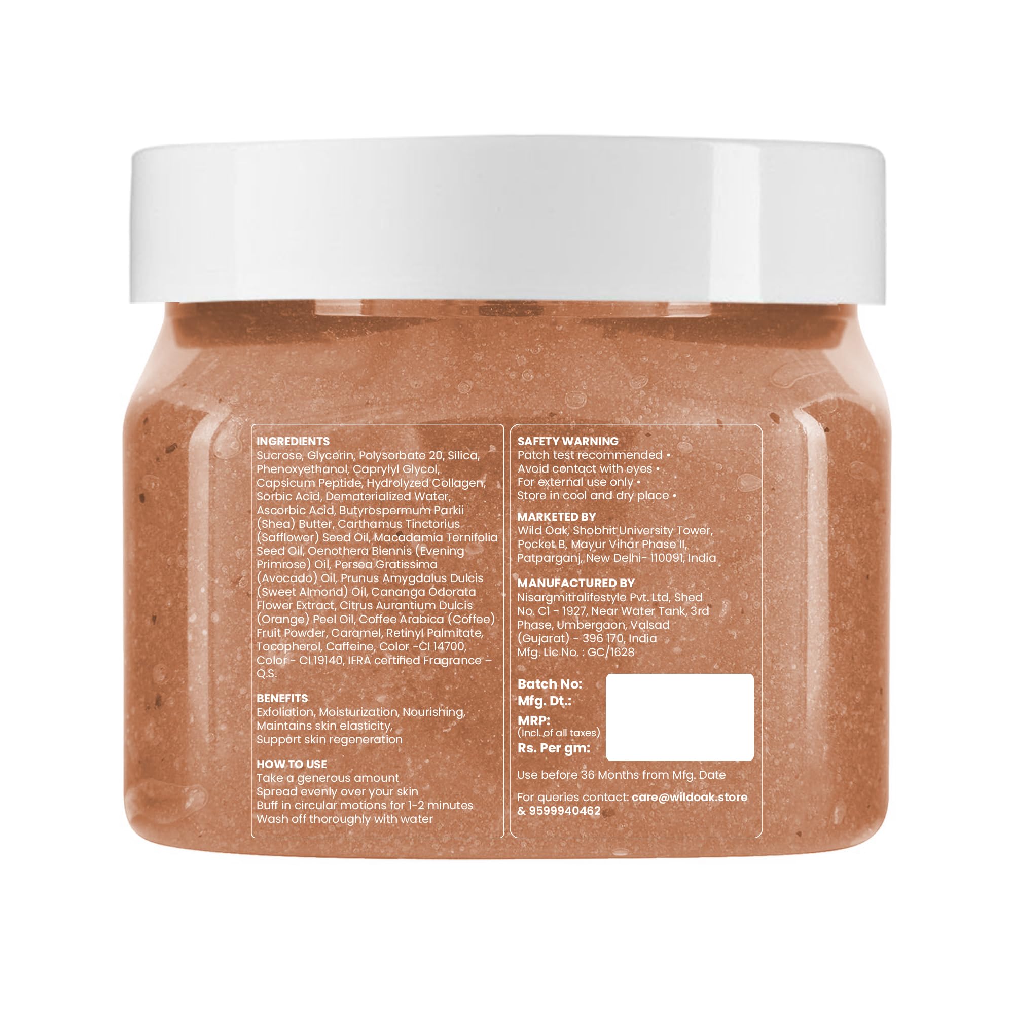 WildOak Iced Coffee Shea Butter Sugar Body Scrub with Collagen & Peptides - Exfoliating & Hydrating Scrub for Tan Removal, Dark Spots on Neck & Elbows, Bumpy Skin on Legs & Hands - 10.58 oz | Perfect for Post-Shower Skincare & Spa Day at Home