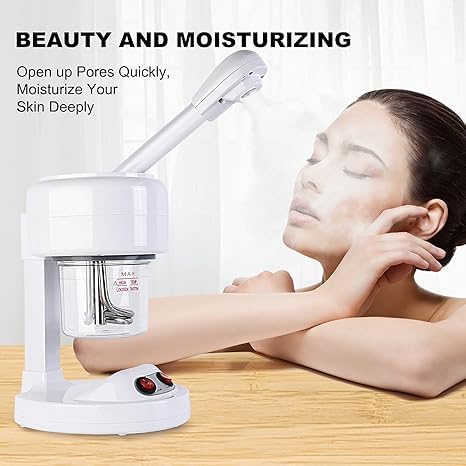 Qtavia Mini Portable Facial Steamer with Extendable Arm - Ozone Table Top Spa Steamer for Home & Salon Use | Personal Skin Care, Hydration & Relaxation | Perfect for Travel, Spa Days & At-Home Beauty Treatments (White)