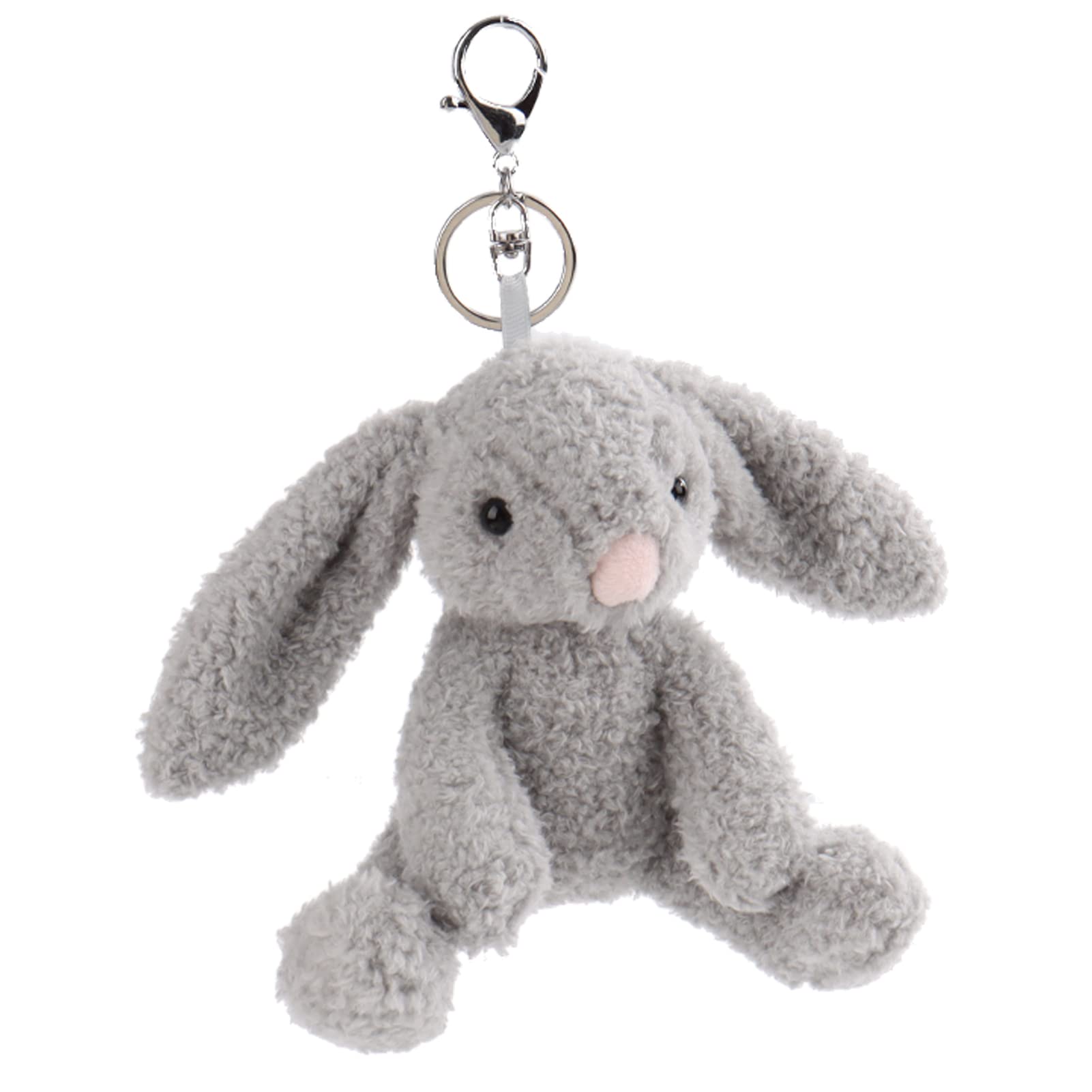 Soft Gray Bunny Rabbit Plush Stuffed Animal Keychain - Cute Apricot Lamb Toy for Kids (6 Inches) - Perfect for Bags, Purses, Backpacks & Handbags | Adorable Gift for Birthdays & Travel Accessories