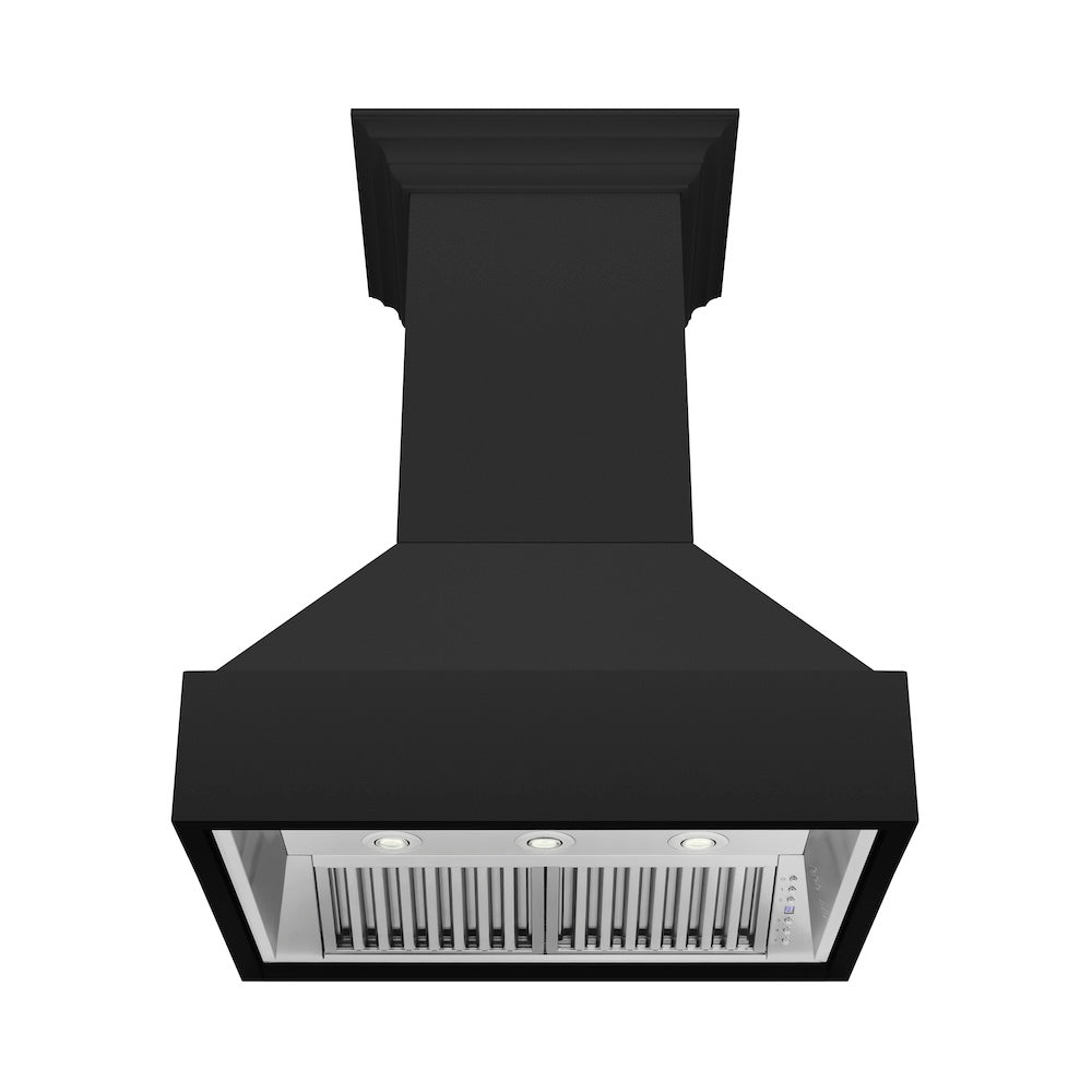 ZLINE 36 Inch Rustic Black Wooden Wall Mount Range Hood - 355CC 36 - Powerful Kitchen Ventilation for Modern & Farmhouse Style Homes - Perfect for Cooking, Grilling & Entertaining