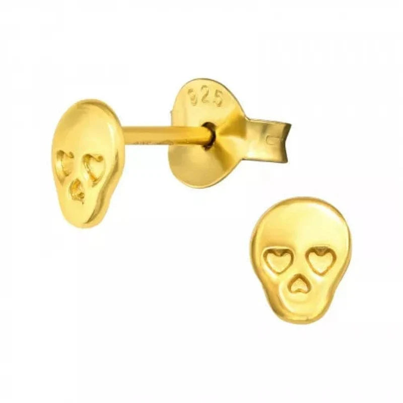 Stylish Gold Skull Stud Earrings for Women - Gothic Punk Fashion Jewelry - Perfect for Halloween, Parties and Everyday Edgy Outfits