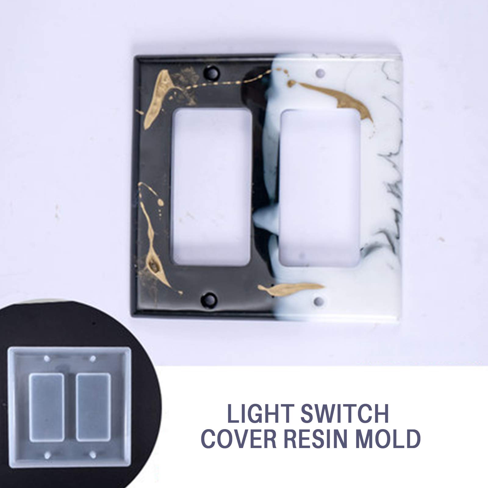 2-Piece Double Hole Light Switch Cover Resin Molds for Epoxy Casting - DIY Craft Making & Home Decor - Perfect for Switch Socket Covers, Wall Plates, and Creative Home Improvement Projects
