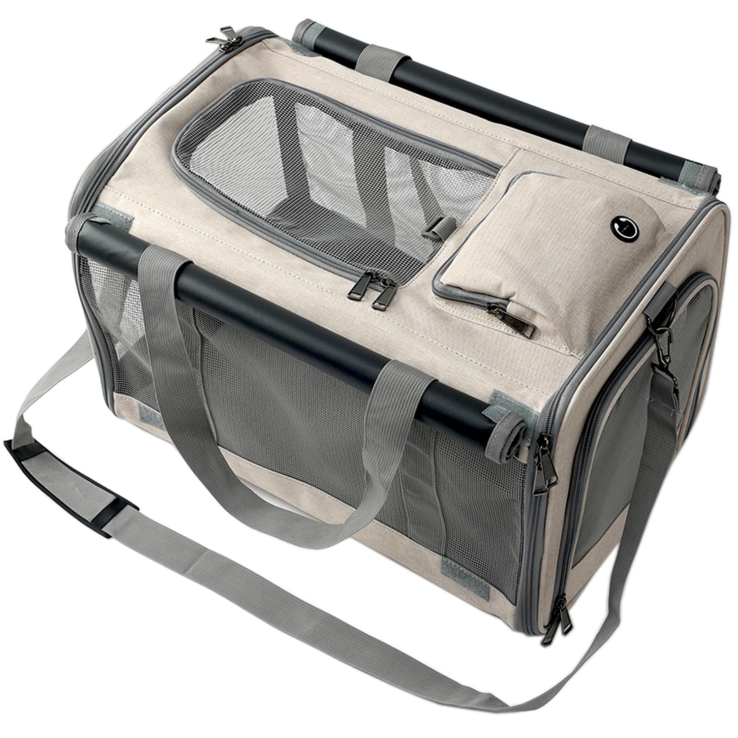 Large Cat Carrier for Pets up to 20lbs - Soft-Sided Travel Carrier for Home & Outdoor Use (Khaki)