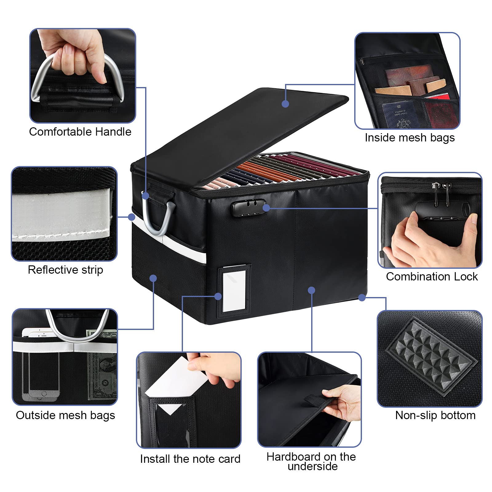 Fireproof File Cabinet Box & Fireproof Document Bag with Lock - Aluminum Foil Coated for Heat Protection | Secure Storage for Important Documents, Certificates & Cash | Home, Office & Emergency Use