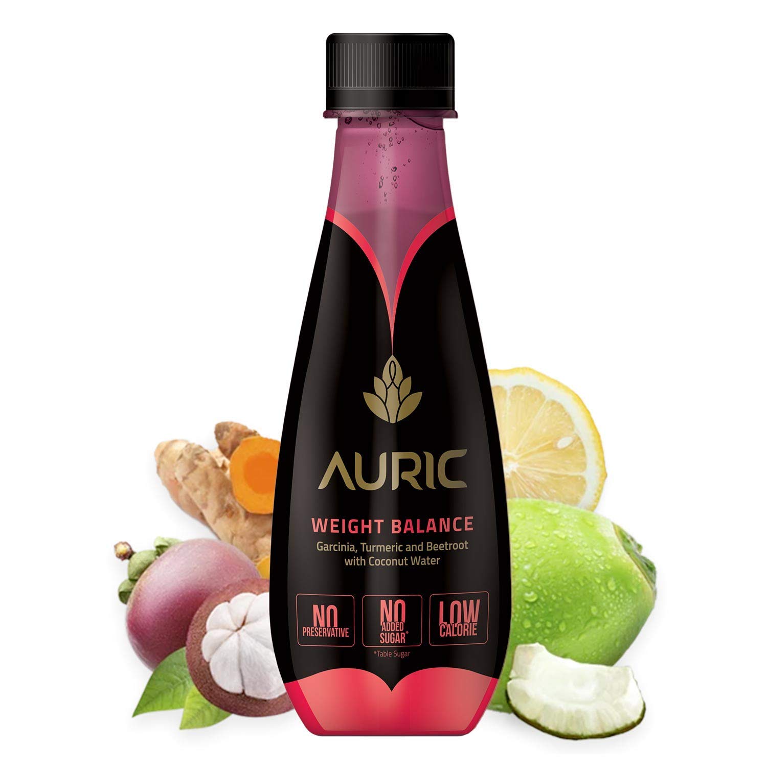 Auric Natural Slimming Drink for Men & Women - Fat Burning Supplement with Garcinia Cambogia, Beetroot & Turmeric - Coconut Water Detox - Dietitian Recommended (24 Bottles) - Weight Loss Support for Busy Professionals & Fitness Enthusiasts