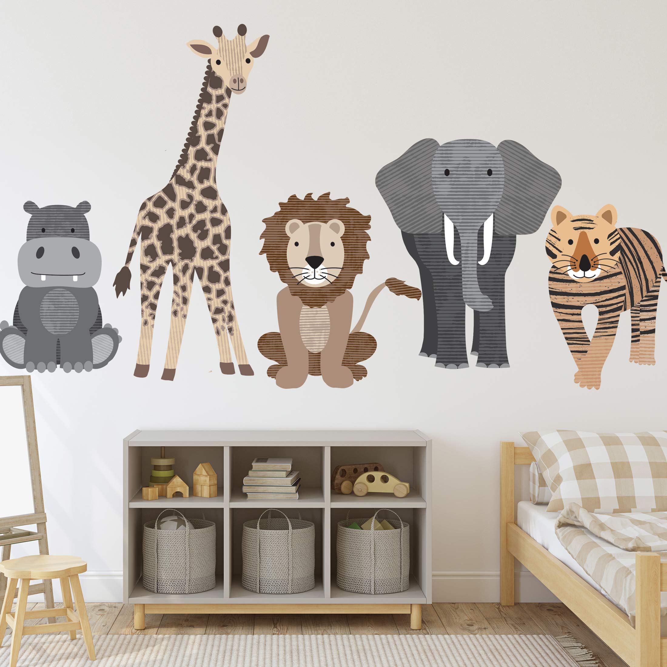 Large Safari Animal Wall Decals - Jungle Themed Nursery Wall Stickers for Kids Room Decor | Perfect for Baby Rooms, Playrooms & Classroom Decorations