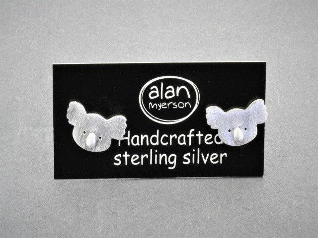 Sterling Silver Koala Face Stud Earrings - Cute Animal Jewelry for Women, Perfect for Casual Wear & Gifts
