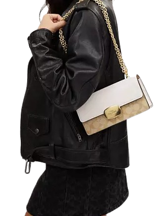 Coach Eliza Flap Crossbody Bag in Signature Canvas - Stylish & Compact Handbag for Women, Perfect for Everyday Use, Work, and Travel