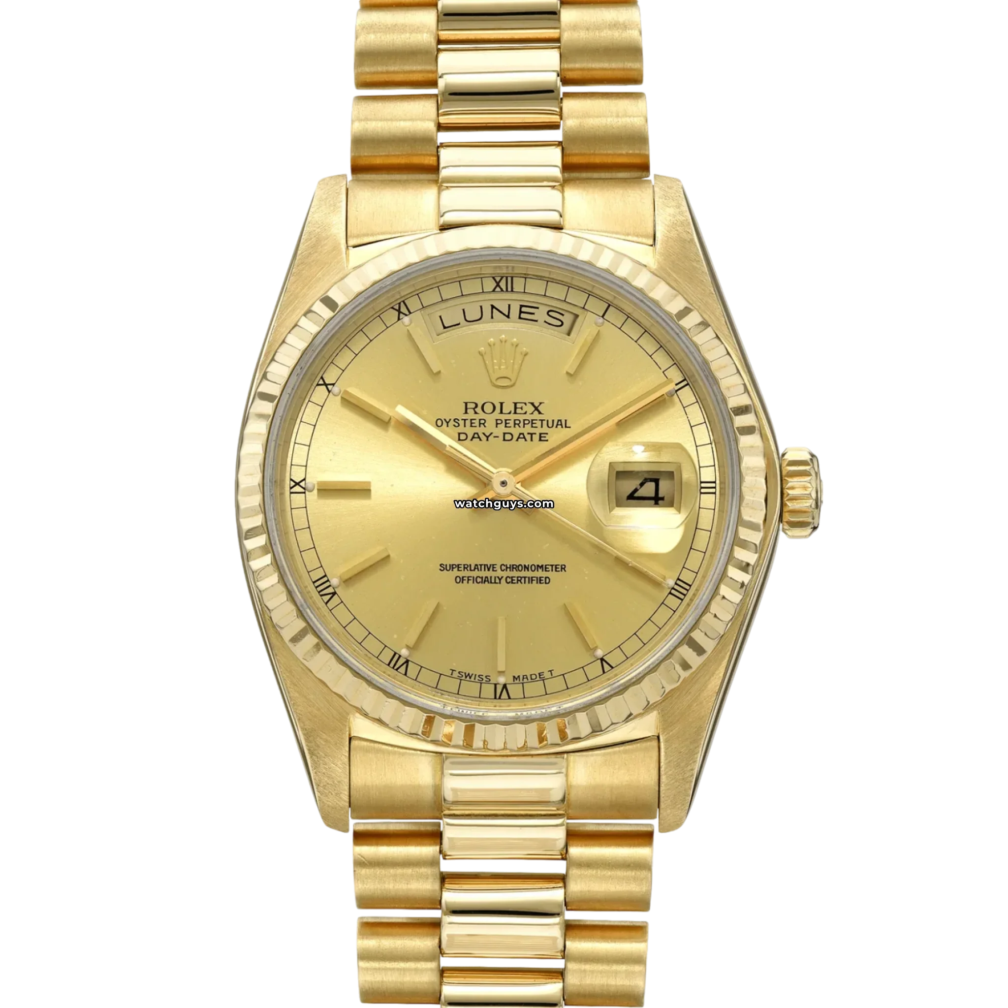 Authentic Rolex Day-Date 18038 Men's Watch - Champagne Dial & Spanish Day Wheel - Luxury Dress Watch for Business & Formal Events
