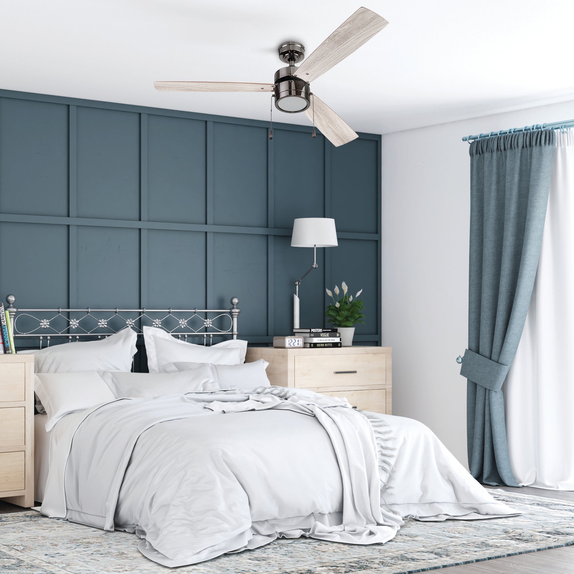 52 Inch Madrona Ceiling Fan with Pull Chain - Painted Gun Metal Finish - Ideal for Living Room, Bedroom & Outdoor Spaces