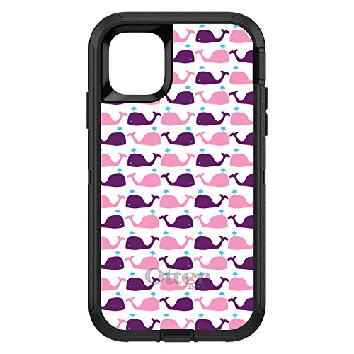 Purple Pink Cartoon Whales On Black Case