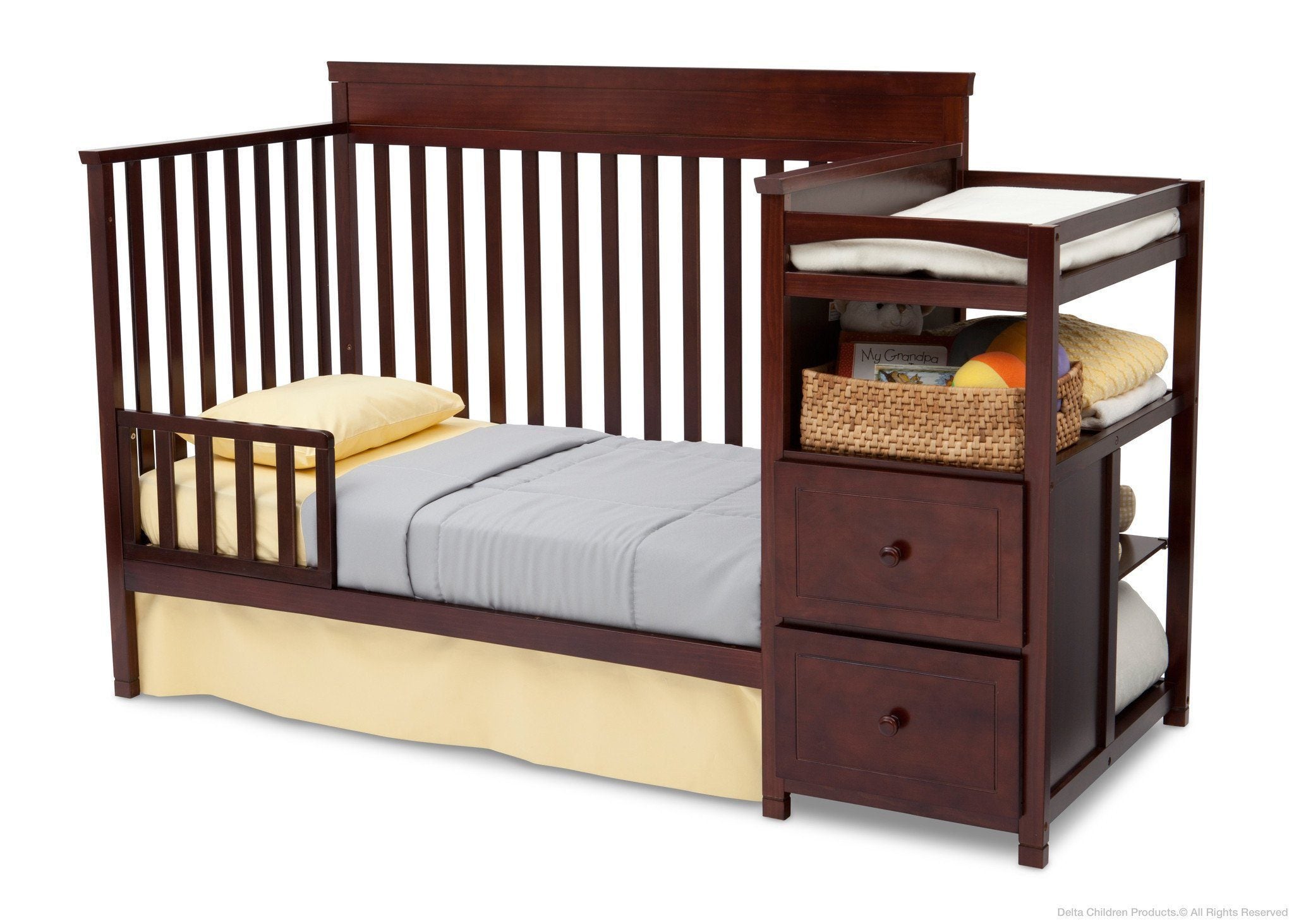 Houston Classic Baby Crib with Changer - Convertible Nursery Furniture for Newborns & Toddlers - Perfect for Bedrooms & Daycare Centers