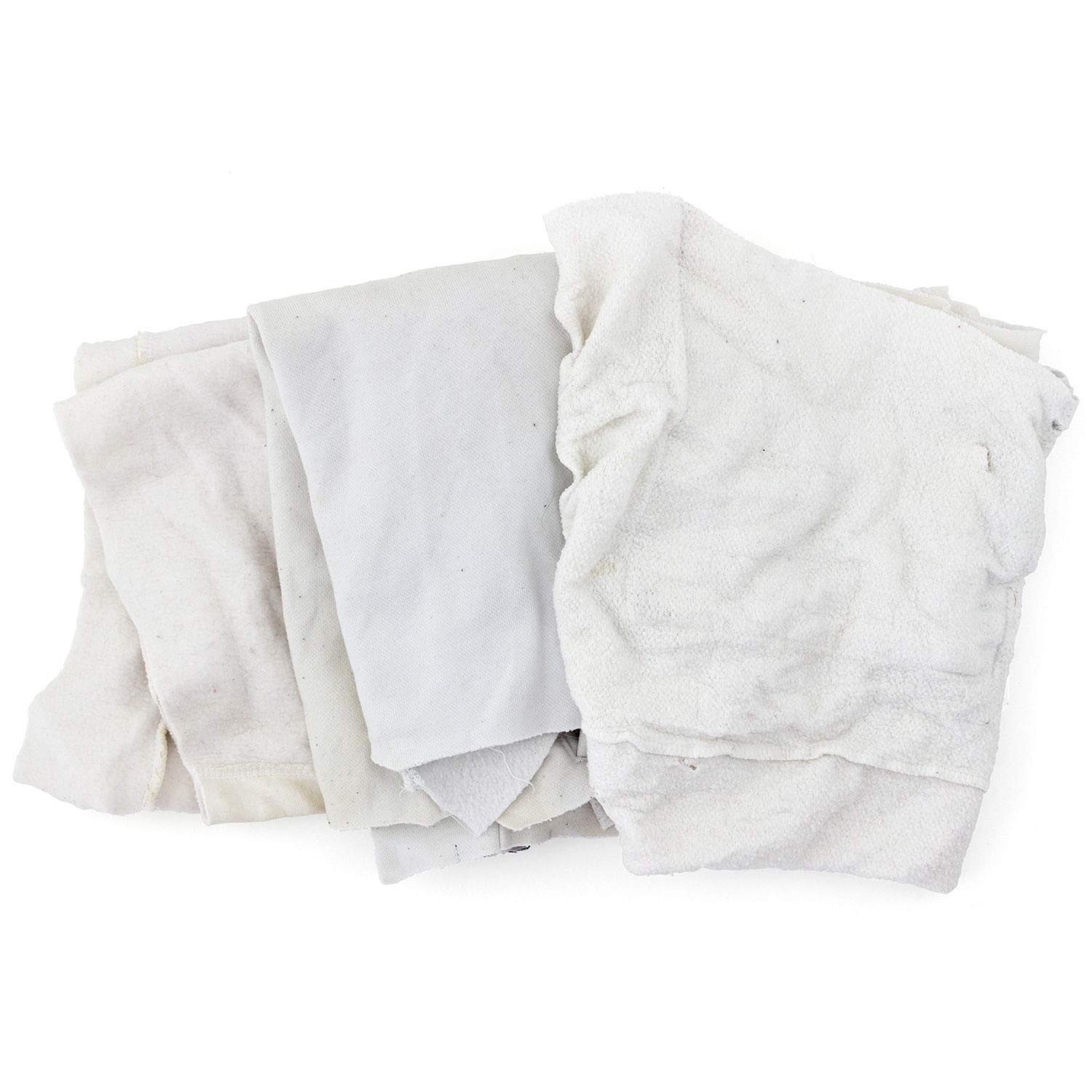 Hospeco Reclaimed White Sweatshirt & Fleece Rags - 50 Lbs Bulk Pack | Eco-Friendly Cleaning Cloths for Workshops, Garages & Industrial Use