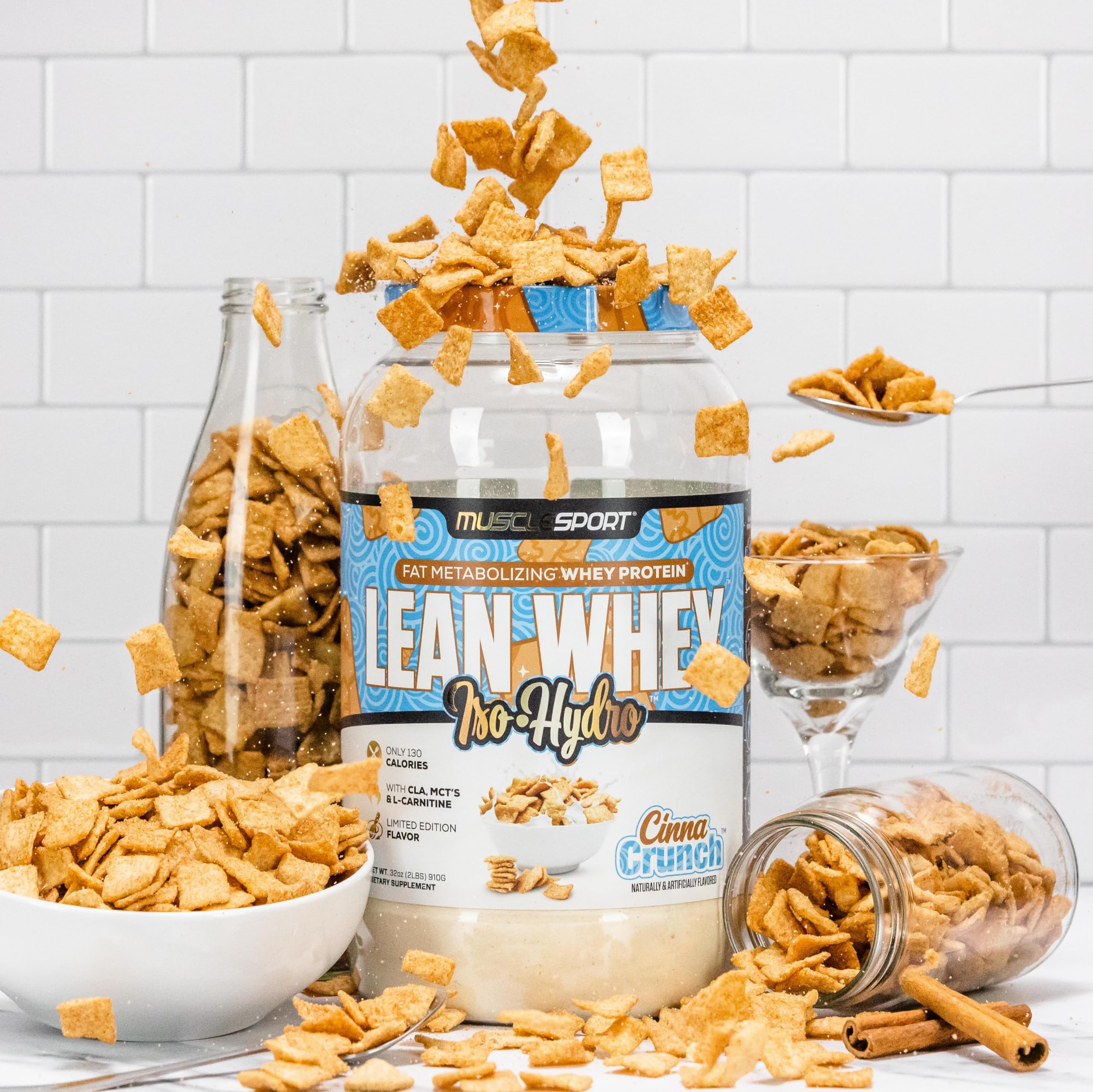 Musclesport Lean Whey Revolution™ Protein Powder - Whey Protein Isolate - Low Calorie, Low Carb, Low Fat - 25g Protein per Scoop - 2lb Cinna Crunch Flavor - Ideal for Post-Workout Recovery & Weight Management