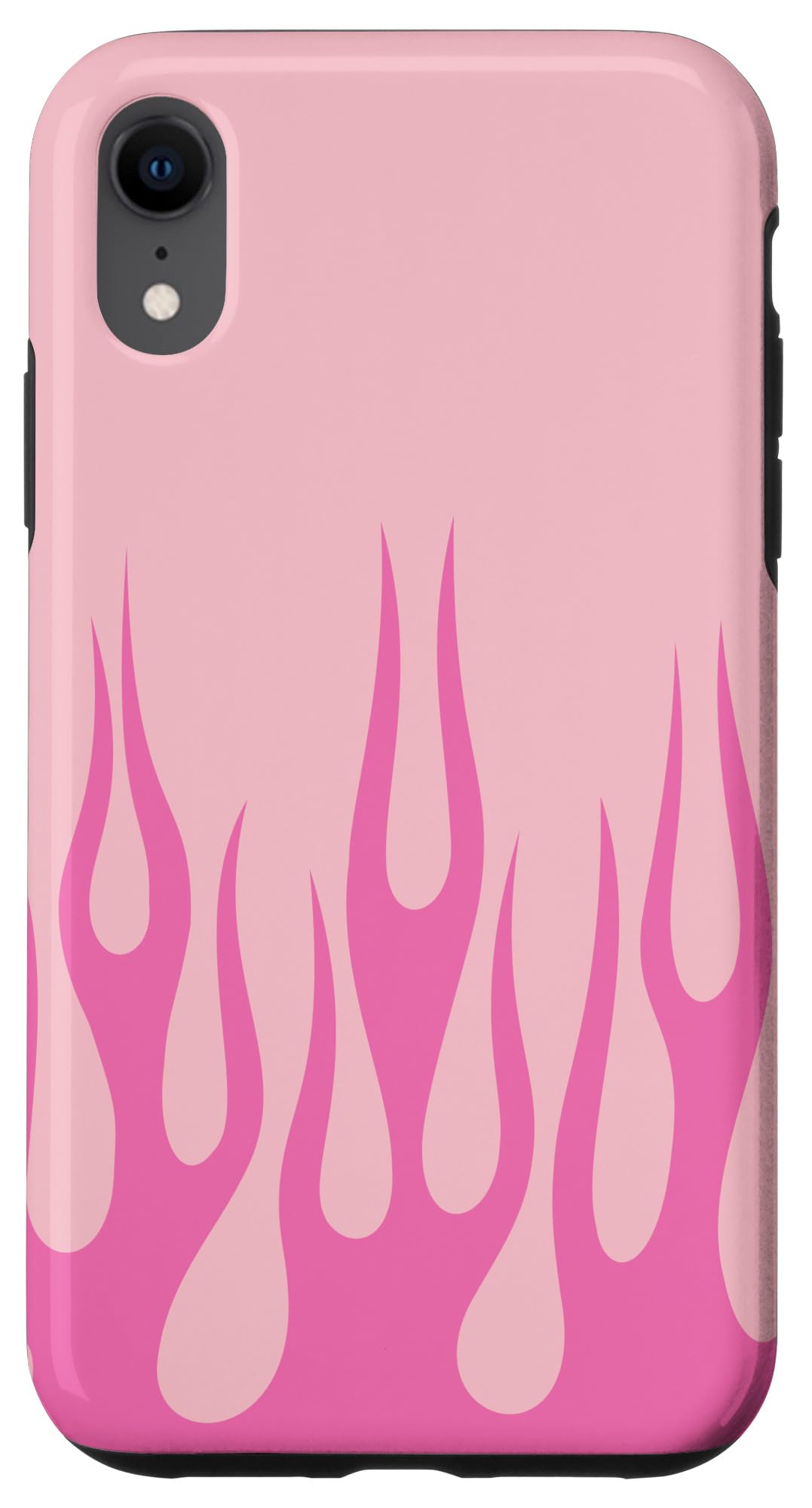 iPhone XR 粉色火焰保护壳 - 浅粉柔光背景，时尚个性设计，适用于日常通勤、聚会派对、旅行拍照等场景