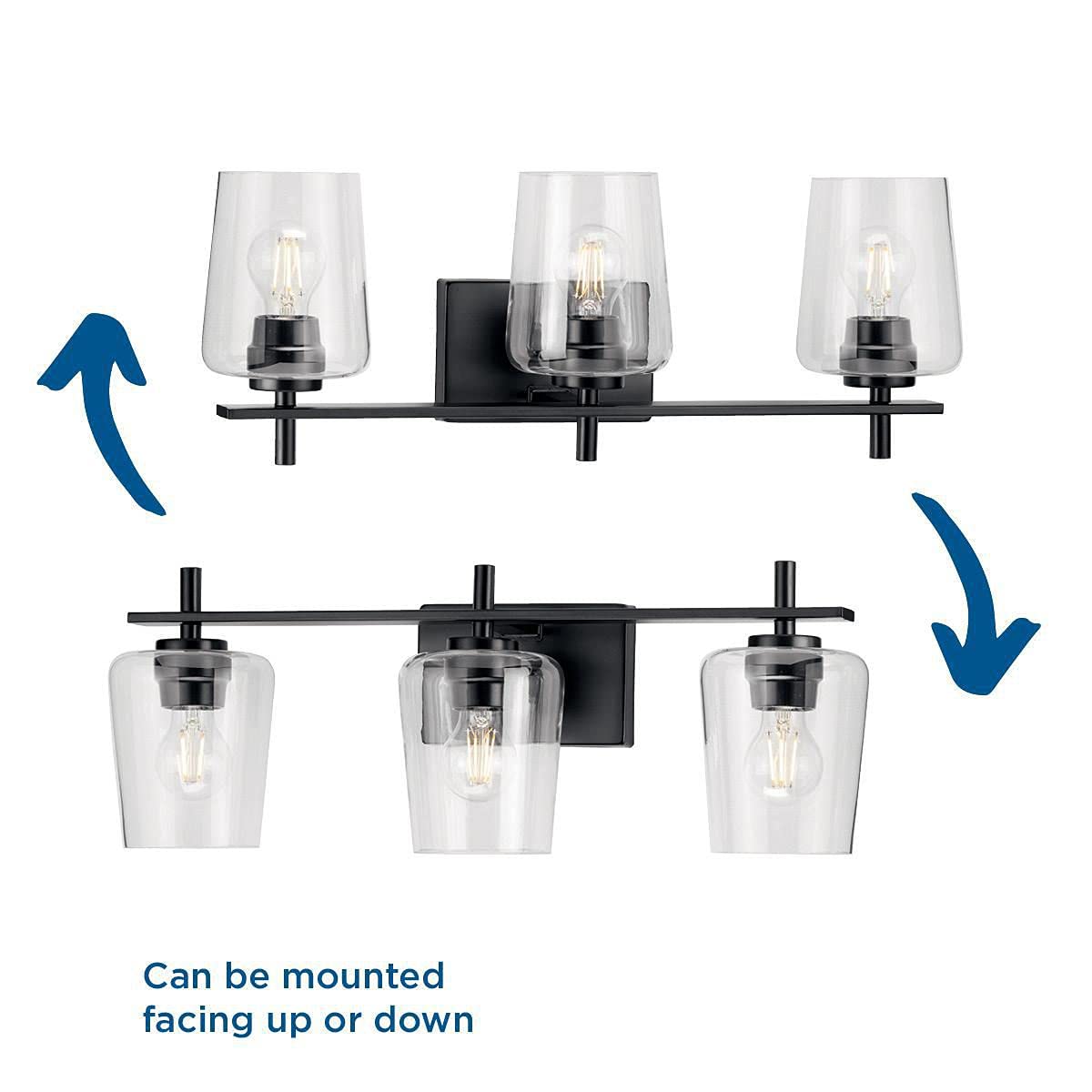 Progress Lighting P300362-31M Calais Bathroom Vanity Light Fixture - Modern Black Sconce for Bathroom Mirror & Vanity Area - Perfect for Home, Hotel, and Spa Decor