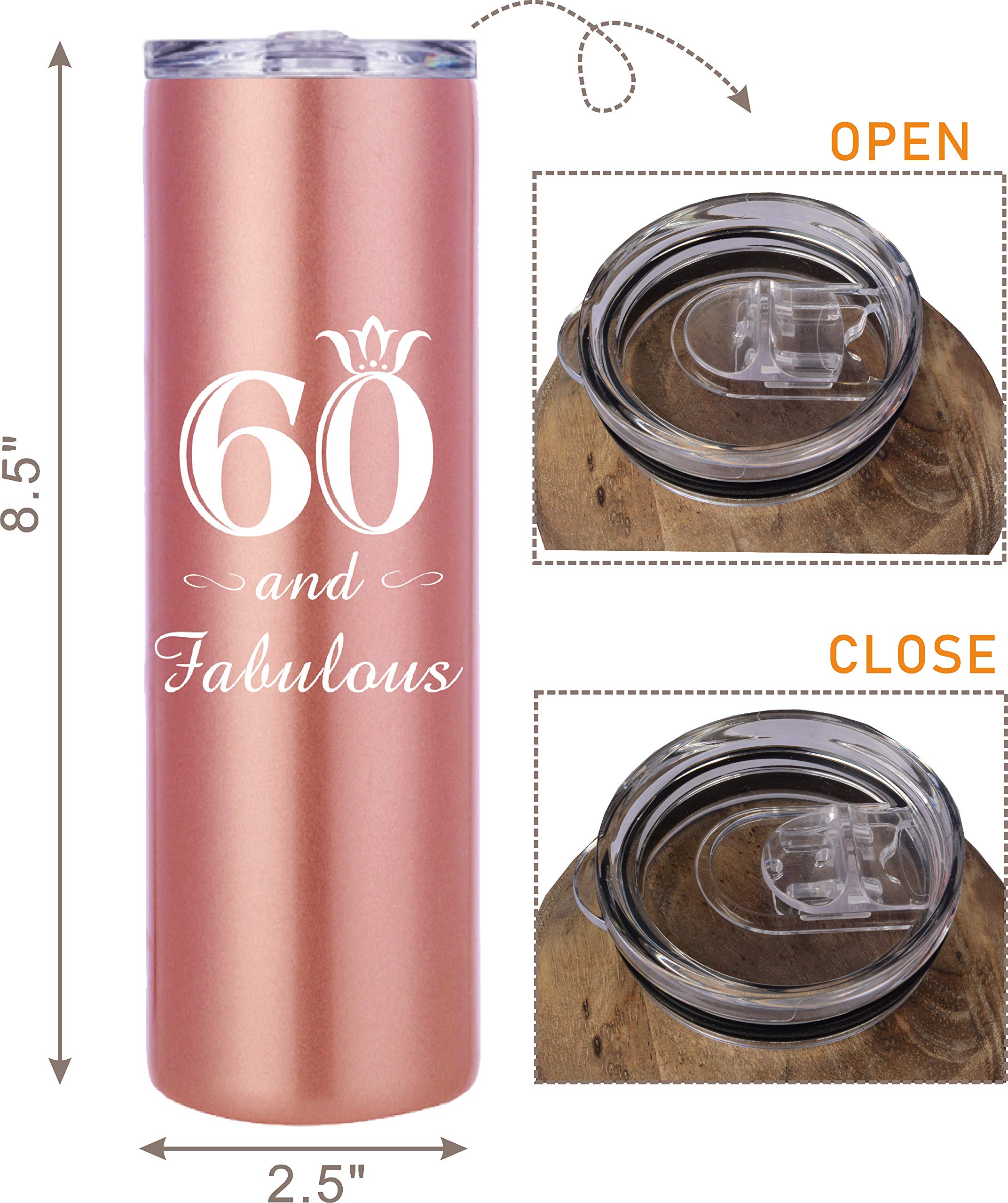 MEANT2TOBE 60th Birthday Gifts for Women - Insulated Tumbler Cup with Lid & Straw, Personalized 60th Birthday Present for Mom, Grandma, Wife - Perfect for Birthday Parties, Office Celebrations & Retirement Gifts
