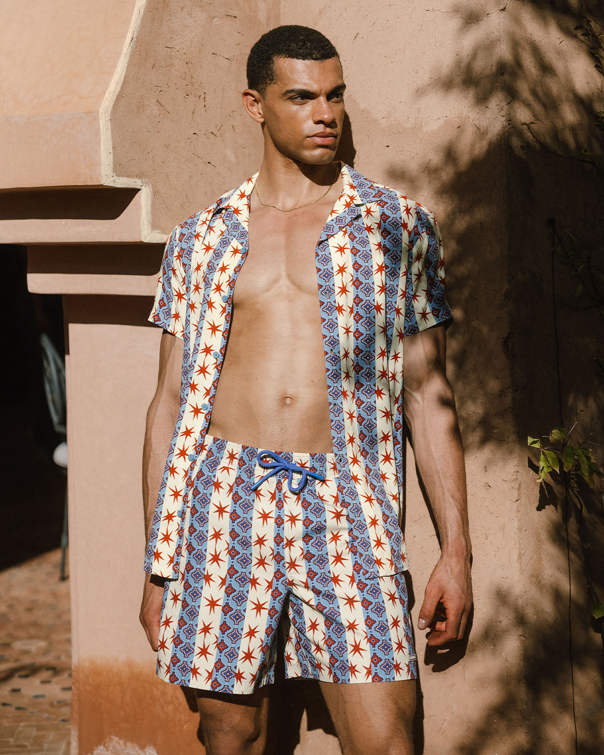 Star Stripe Print Short Sleeve Shirt for Men - Trendy Casual Summer Tops - Perfect for Beach, Vacation & Outdoor Activities