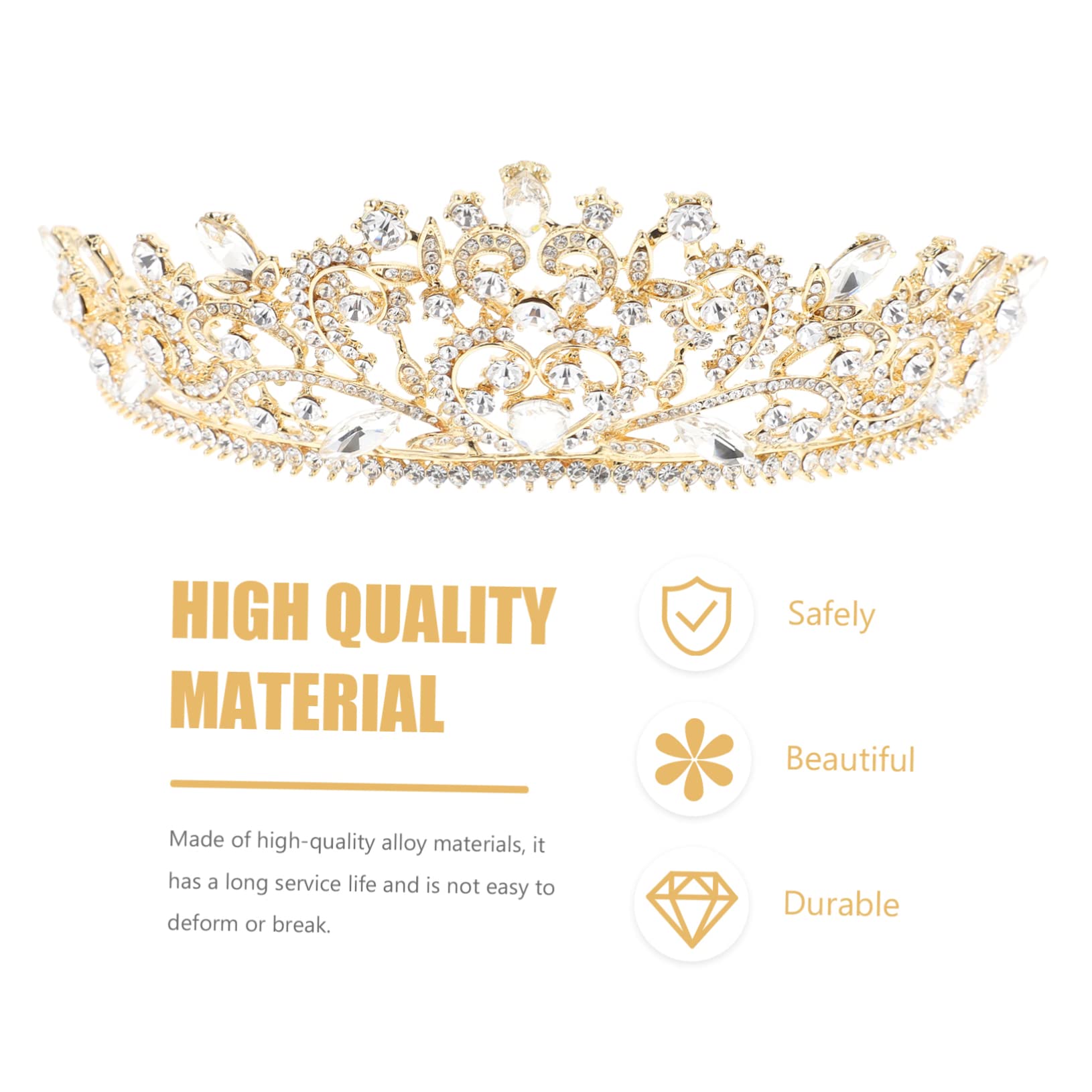 FRCOLOR Baroque Style Wedding Tiara Crown for Bride – Shiny Rhinestone Headdress for Bridal Photo Shoots & Ceremonies | Perfect for Weddings, Prom, Pageants & Special Occasions