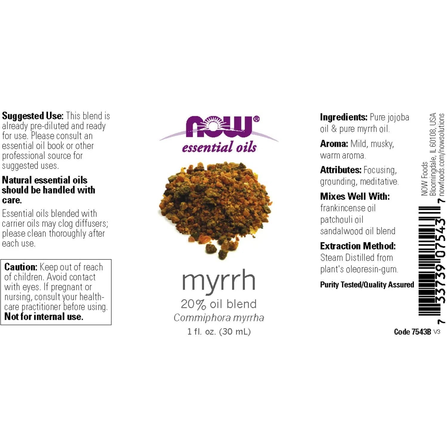 NOW Essential Oils Pure Myrrh Oil Blend - 100% Natural Therapeutic Grade for Aromatherapy, Massage & Skin Care - Perfect for Relaxation, Meditation & DIY Beauty Products