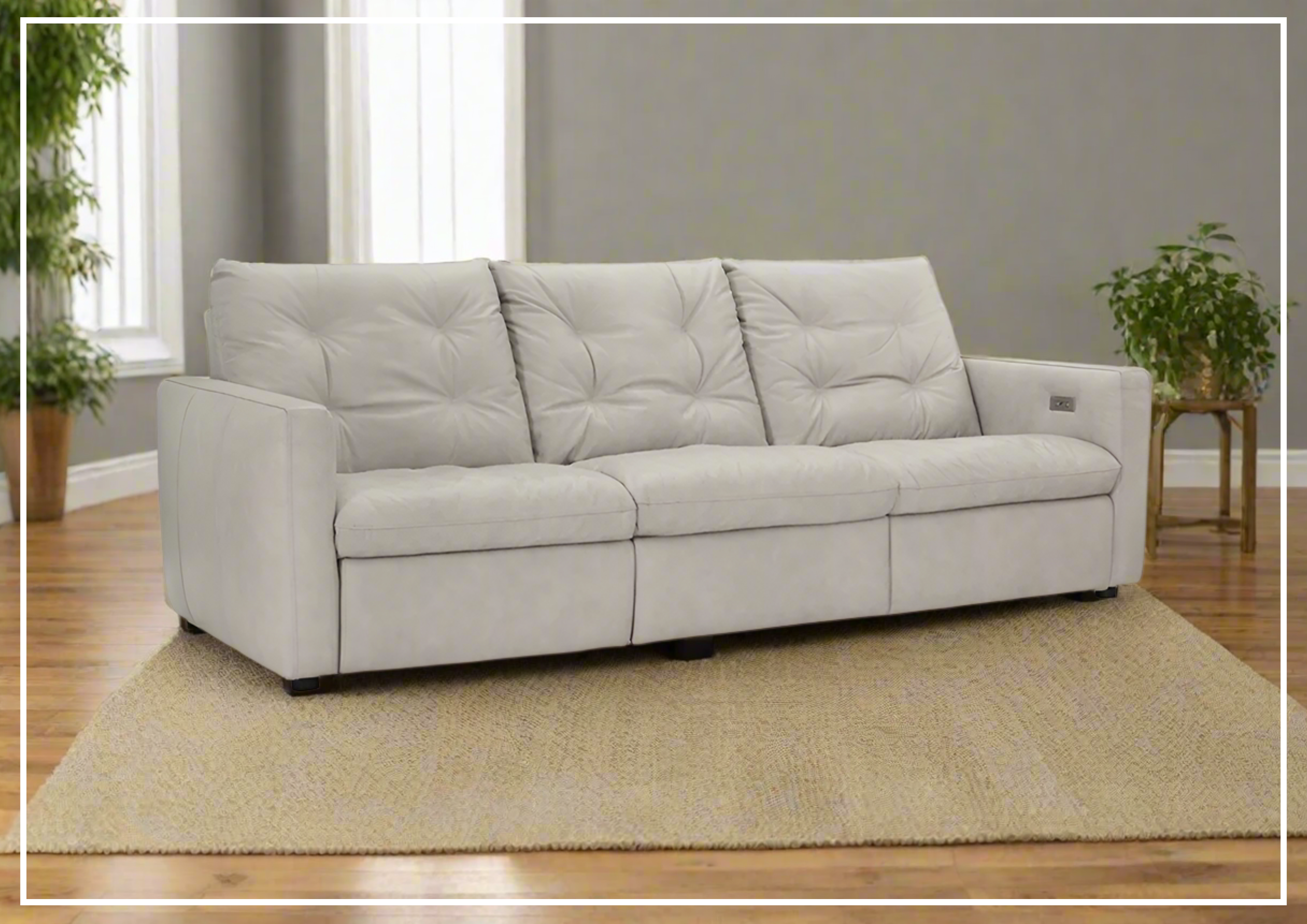 Bernhardt Kaya 3-Seater Genuine Leather Power Reclining Sofa - Perfect for Living Room, Home Theater & Family Gatherings