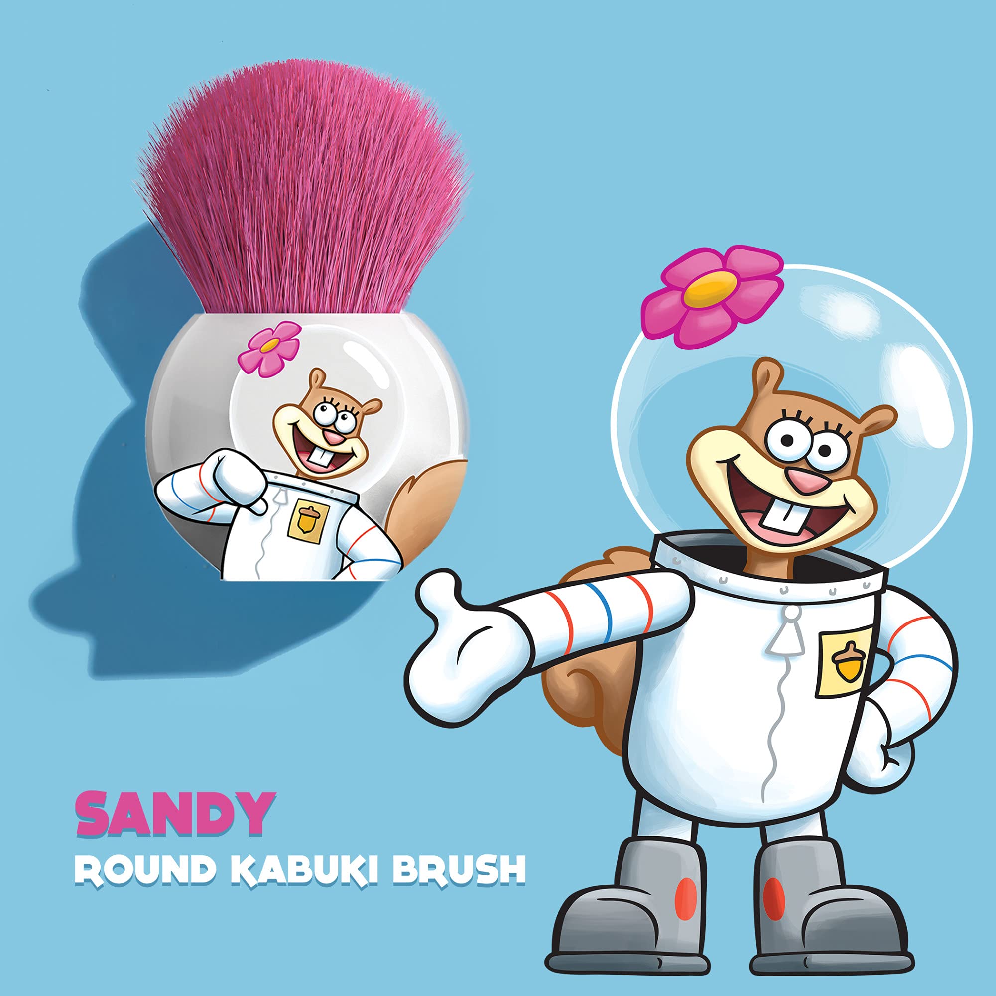 Wet n Wild SpongeBob Squarepants Kabuki Brush #1114237 - Soft Round Foundation & Cheek Makeup Brush for Blending & Contouring | Perfect for Everyday Makeup & Cosplay Looks