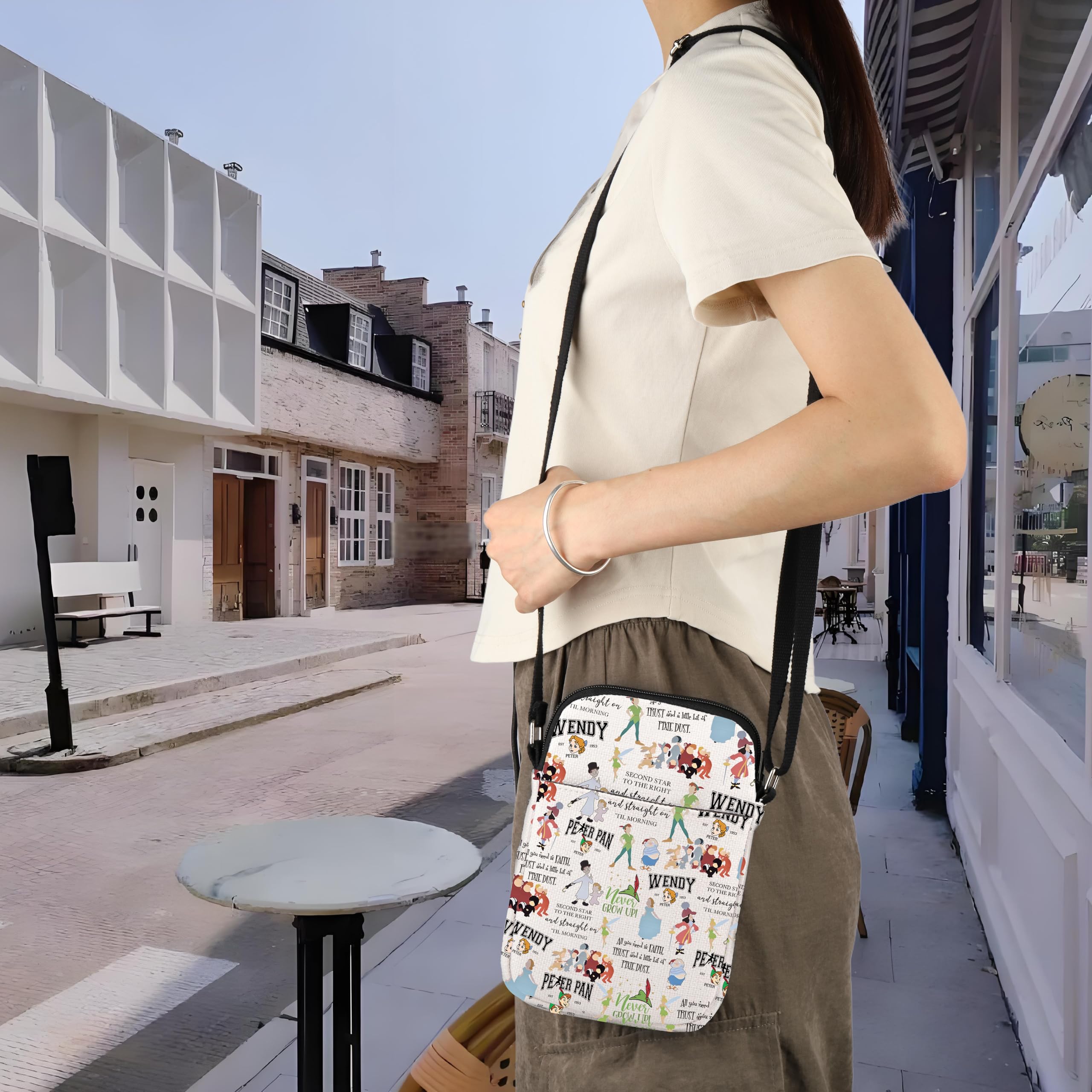 Peter Pan Inspired Crossbody Bag - Fairy Tale Fans Gift, Tinker Bell Messenger Bag, Disney Cartoon Movie Merch - Perfect for Cosplay, Conventions & Disney Themed Parties