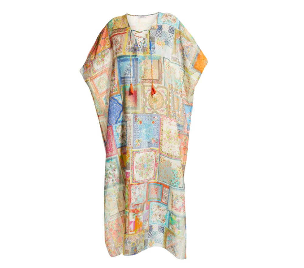 Johnny Was Women's Bella Lace-Up Maxi Kaftan Dress - Multi-Color Beach Cover Up, Swimwear, Boho Chic Summer Dress for Vacations, Poolside, and Resort Wear
