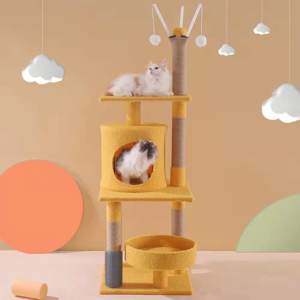 **Kooku JYWF Cat Climbing Frame Toy - Interactive Cat Tree for Exercise & Play - Durable Cat House with Scratching Posts (Yellow) - Perfect for Indoor Cats & Small Spaces**