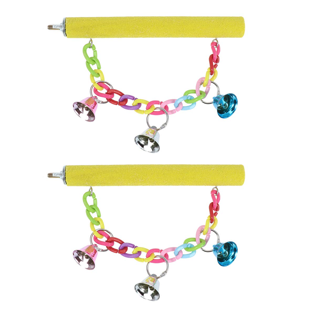 TEHAUX 2 Pack Bird Chew Toys for Parrots - Natural Wooden Perch Stand with Hanging Rope, Teeth Grinding & Chewing Toys for Small to Medium Birds - Perfect for Cage Entertainment & Beak Health