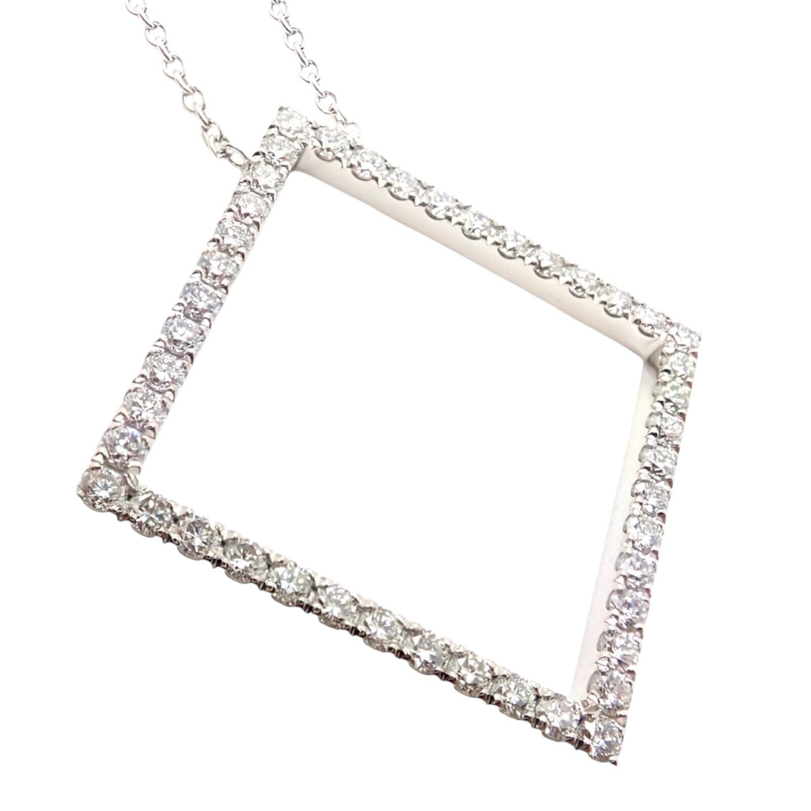 Authentic Tiffany & Co 18K White Gold Diamond Square Necklace - Belgium Crafted Luxury Jewelry for Women | Perfect for Anniversaries, Weddings & Special Occasions