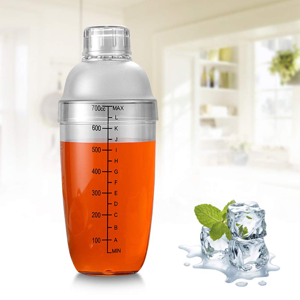 2 Pcs Professional Plastic Cocktail Shaker Set - 24oz/700cc Drink Mixer for Boba Tea, Smoothies & Cocktails - Perfect Bar Tools for Home & Commercial Use
